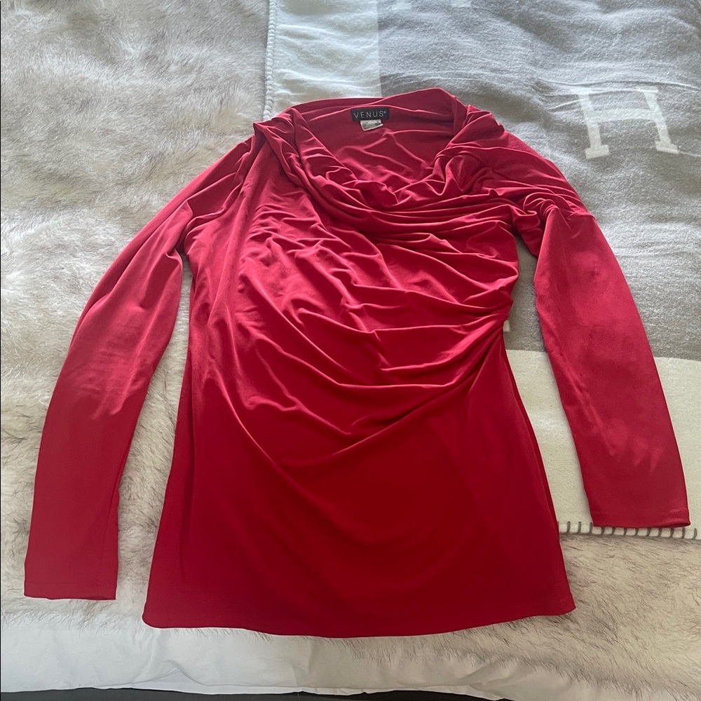 VENUS Vibrant Red Draped Top